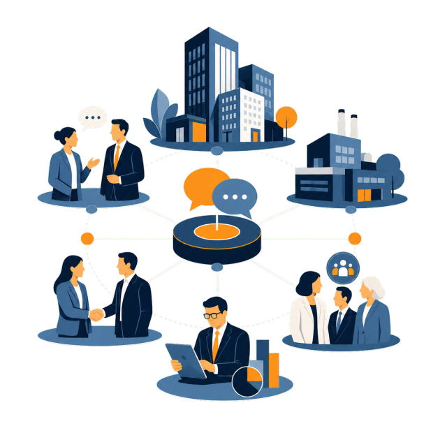 Illustrazione Networking con aziende